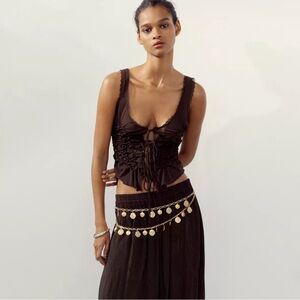 Zara Chocolate Lace-Up Top